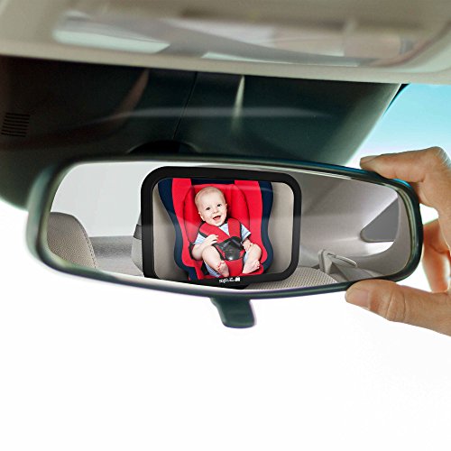 Specchio Retrovisore Posto Bimbi - Specchio Retrovisore Auto Infrangibile per vedere Bambini/Neonati nel Seggiolone, Specchio di Sicurezza, Istallazione Semplice, Effetto Anti-Oscillazione, Universale