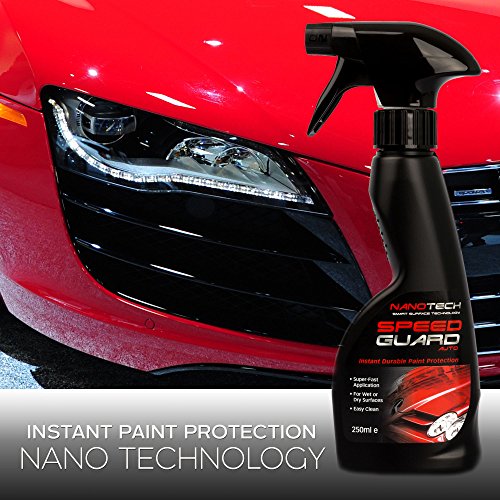 Speed Guard sostituisce la cera e la lucidatura per auto, realizzato con la nano tecnologia, spray protettivo per una maggiore resistenza della vernice delle auto, funziona su auto, camper e moto, rimuove sporco e acqua
