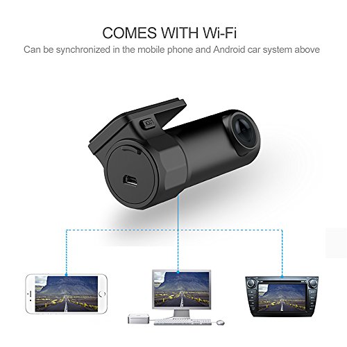 Starcrafter Mini WiFi Dash Cam Telecamera per Auto Full HD 1080P Obiettivo Grandangolare di 170 Gradi, Rilevatore di Movimento, Registrazione in Loop, G-Sensor (FC106 Supporta schede MicroSD fino a 32 GB)