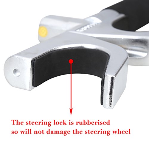 Steering Wheel Lock, antifurto auto Lock (regolabile a scomparsa) con auto funzione martello di sicurezza, misura universale per auto, furgoni e veicolo (con 3 chiavi, nero)