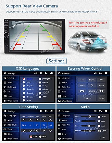 Stereo Eincar Universal Car doppio schermo multi-touch 2 auto din MP5 Player 7 pollici HD / controllo del volante Radio FM Supporto Bluetooth / Aux / USB TF con la macchina fotografica del sensore di parcheggio