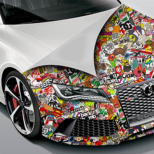 AutoDress Stickerbomb - Pellicola adesiva per auto con sistema di condotto  d'aria per auto 3D (200 x 150 cm, motivo: mini mix di colori, finitura