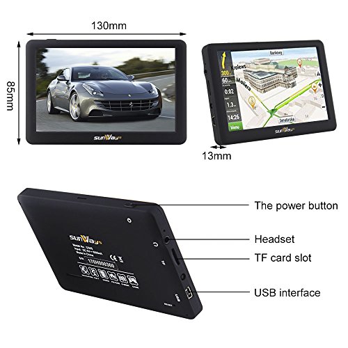 Sunways auto navigatore GPS 12,7 cm 8 GB touchscreen capacitivo con navigatore satellitare sistema includono auto camion navigazione UE latest Maps and lifetime free aggiornamenti