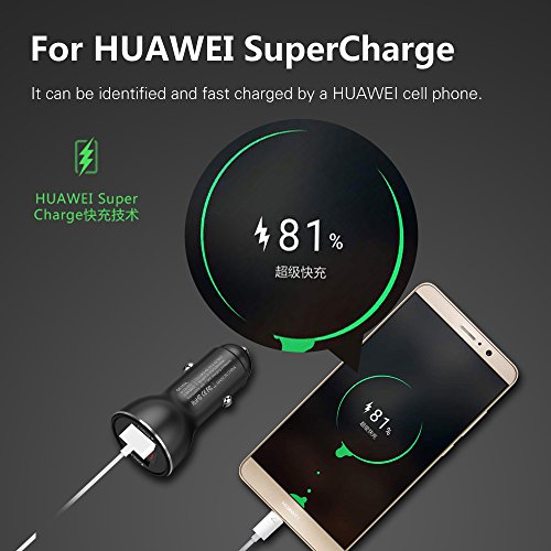 Super Charge Caricabatteria da auto Power Drive con 2 porte ,1 * ricarica veloce 2.4 a ,1 * Supercharge auto caricatore per Huawei Mate 9/10/P10 Plus/Honor V8/V10, caricatore 3.0 per Samsung Galaxy S8 S9 S9 Plus, LG G6 e più