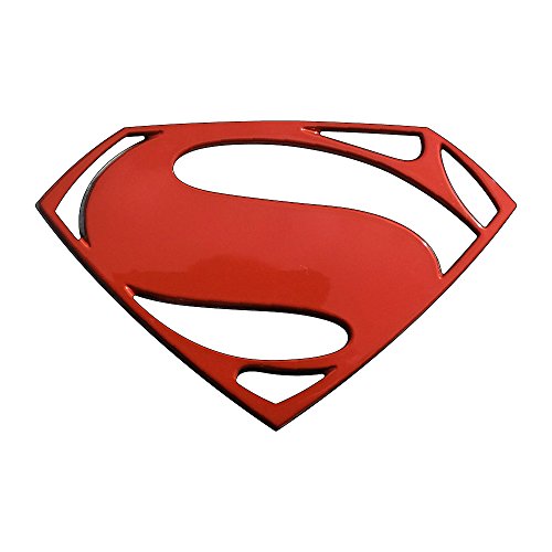 Superman Emblem, Premium 3D Automotive Decal flette facilmente posizione e bastone da auto camion moto portatile quasi nulla cromo (rosso)