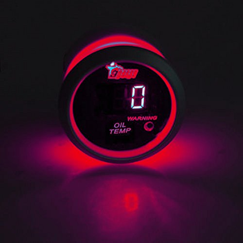 Supmico 12V Auto 52mm Universale Digitale led rosso display leggero Indicatore temperatura olio Calibro