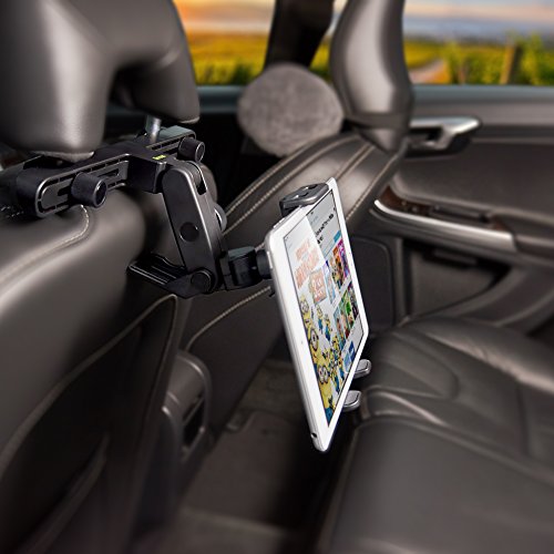 Supporto Tablet Auto, iKross Supporto Poggiatesta Schienale per iPad Tablet Auto Universale 7" a 10.2" e altri modelli popolari Rotazione di 360°-Nero