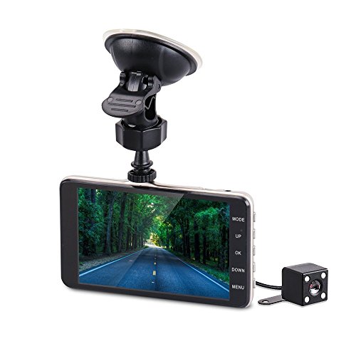 SYIN 1296P FHD 4.0 inch IPS Screen Car Camera Video Front and Rear Dual Lens Car Recorder G-Sensor 400 Million Motion Detection Loop Recorder