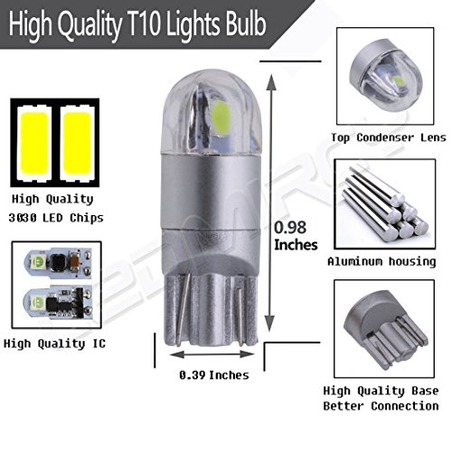 T10 LED Lights Bulb 3030 2SMD W5W 194 Super Bright for Car Interior Exterior Lights Ice Blue (10PCS IB)