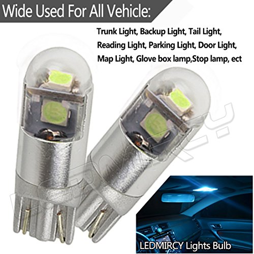 T10 LED Lights Bulb 3030 3SMD W5W 194 Super Bright for Car Interior Exterior Lights Ice Blue(10PCS-3SMD-IB)