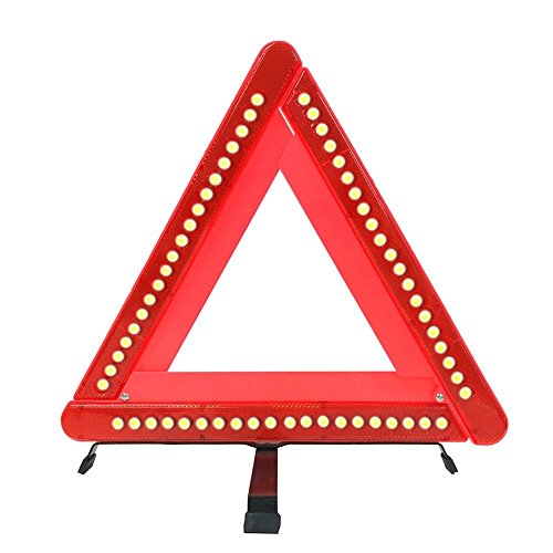 Taumini triangolo di emergenza su strada, auto segnale di pericolo, avviso di sicurezza catarifrangente triangolare, sicurezza triangolo ripartizione emergenza Hazard triangolo pieghevole segno con luci LED – Confezione da 1