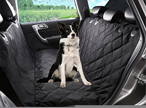 Tech Traders® Dog Pet Luxury coprisedili, grande con ancora e Hummock antiscivolo, impermeabile, resistente ai graffi, universale adatto a tutti i SUV Cars & vehicles-black
