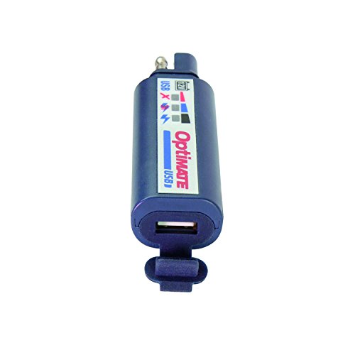 TecMate OptiMATE USB O-100, Caricabatterie USB 2400 mA con display batteria a 3 LED, con protezione batteria veicolo