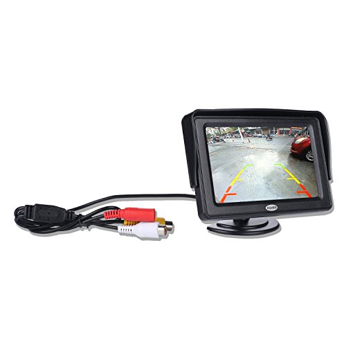 Telecamera e Monitor per auto, schermo TFT LCD Monitor CIpotZIZ 10,92 cm (4,3") universale impermeabile, HD, 8 LED a infrarossi per visione notturna Backup Reverse retromarcia per auto con scala graduata per le distanze