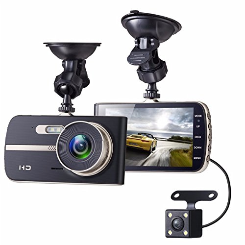 Telecamera per Auto, EIVOTOR Auto Dash Cam Full HD 1080p con 4.0 Pollici Schermo IPS / G-Sensor / Rilevatore di Movimento / Registrazione Continua / Monitor di Parcheggio