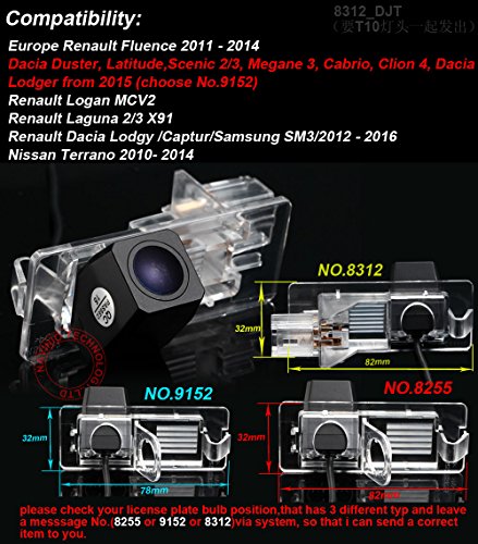 Telecamera per la Retromarcia per utilizzare alla luce Targa Retrocamera, telecamera posteriore per Renault (Model B= 82 x 32 mm)