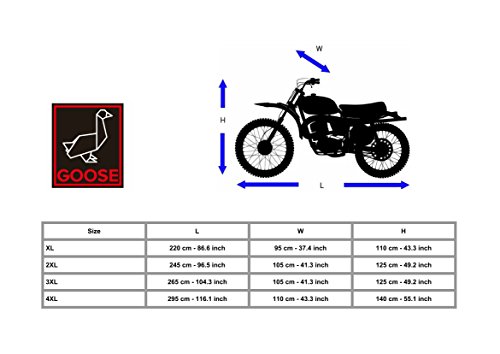 Telo Coprimoto - Goose, Per Ogni Tipo Di Motocicletta, Dimensioni Diverse, Telo Coprimoto Impermeabile Con Protezione Antipioggia Con Borsa, Telo Copertura Moto Contro Il Vento, In Nero (3XL)