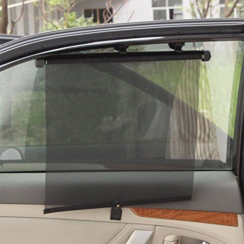 Tenda parasole a rullo per auto, retrattile, per finestrini laterali, blocca i raggi UV e offre una protezione efficace dal riflesso del sole (confezione da 2)
