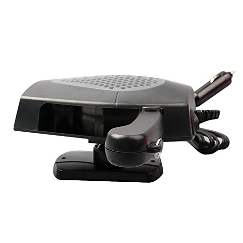 Termoventilatore e sbrinatore portatile per auto da 12 V, con manico estraibile, base girevole a 360 gradi e attaccabile al veicolo, Plug and Play Gray