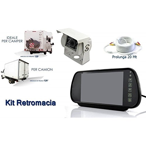 Terryshop74® Kit retromarcia auto camion monitor specchio retrovisore 7