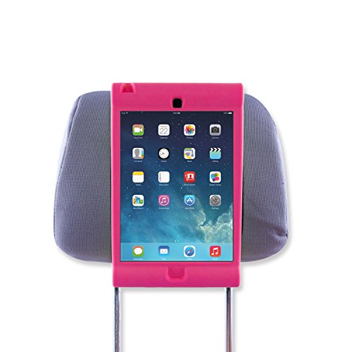 TFY Supporto iPad 2/3/4 Poggiatesta Auto per Bambini – Smontabile Leggero Anti-Urti Anti-Scivolo Silicone Morbido Cover Maniglia - Rosa