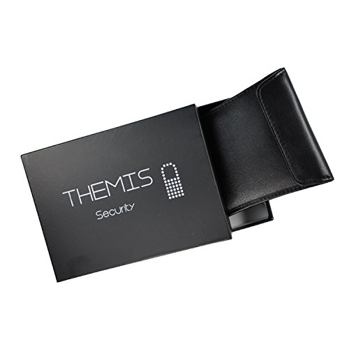 Themis Security, custodia per chiavi dell’auto in pelle, sistemi Key Less Go, Key Cards, apertura verticale, con 2 scomparti, in pelle pregiata e 4 strati di schermatura