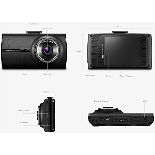 Thinkware X330 Dash Cam da 1080p, full HD, da 8 GB, con sensore di immagine Sony Exmor Cmos, tecnologia senza formato, super condensatore, diverse modalità di registrazione, sensore a G a 3 assi e cavo per presa accendisigari
