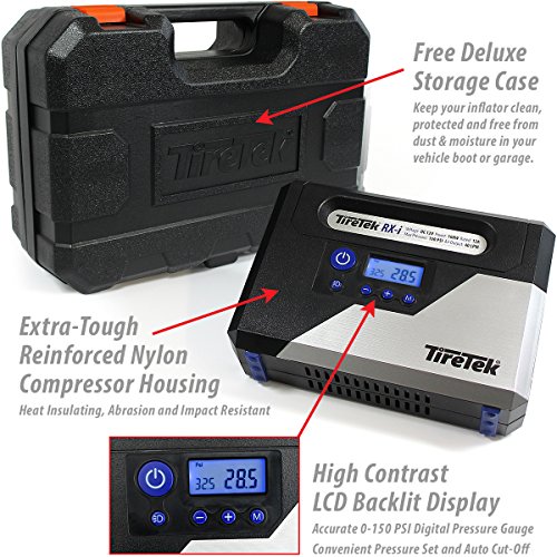 TireTek RX-i pompa digitale per gonfiaggio pneumatici - compressore portatile ad aria 12 V con spegnimento automatico