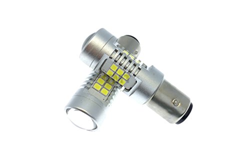 TMT LEDS(TM) 2 lampadine LED BAY15D 1157 P21/5W, Canbus, 21 LED SMD 2835, colore della luce: bianco, per luci di posizione e freno, luce diurna DRL, per auto e moto