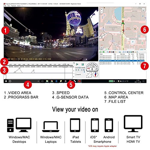TOGUARD Telecamera per Auto GPS WiFi, Auto Dash Cam, Full HD 1080P 2,45 Pollici LCD Dash Cam con Obiettivo Regolabile Grandangolo di 170°, G-Sensor - Con Un Caricabatterie d