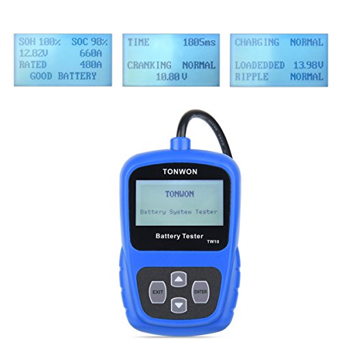 TONWON TW10 12V Caricabatteria di carica batteria Auto Accensione e caricamento Analizzatore diagnostico del sistema Rileva direttamente la batteria scarica