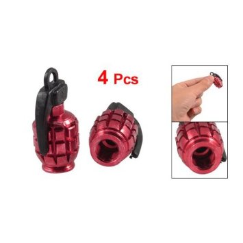 TOOGOO(R) 4 Pz Tappo valvola del pneumatico Auto Crimson in lega 7 millimetri a forma di granata