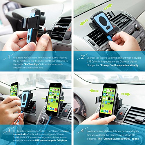 Top-Longer Universale Supporto Auto Regolabile 360 Grado Porta Cellulare da Auto Air Vent Car Mount GPS Con Porta USB di Ricarica.