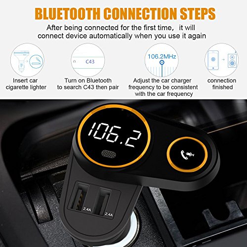 Trasmettitore FM Bluetooth 4.2, FM Trasmettitore per Auto con Riduzione Automatica del Rumore e Eliminazione Dell