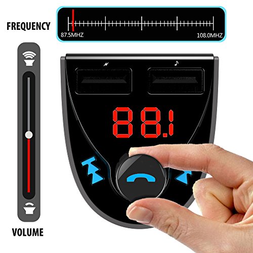 Trasmettitore FM Bluetooth Adattatore per Autoradio con Suono Crystal Lettore Musicale Per MP3 Lettore Vivavoce Per Auto/2 Porte USB Caricatore Per Auto/Scheda SD/Flash Drive USB/Display Tensione