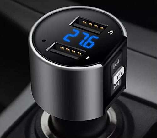 Trasmettitore FM Bluetooth – Adattatore radio trasmettitore wireless di auto – assume le funzioni di lettore MP3 e kit vivavoce per auto con doppio porte USB – Porta U-disk per iPhone