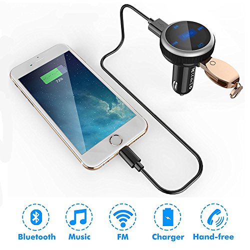 Trasmettitore FM Bluetooth, SEGURO Lettore MP3 da Auto Supporta Chiamata Vivavoce/ TF/ AUX/ FM per Smartphone, dispositivo di Bluetooth