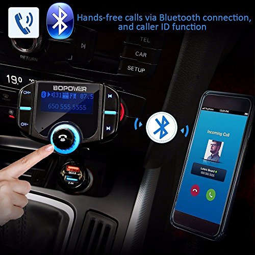 Trasmettitore FM Bluetooth, Trasmettitore Bluetooth per Auto Aadio Ricevitore Adattatori Vivavoce Car Kit, Wireless Bluetooth Auto con Display LCD, Caricabatterie Auto 2 Porte USB 5V/3.4A & 1A