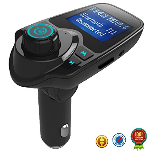 Trasmettitore FM Bluetooth wireless portatili vivavoce lettore MP3 USB radio adattatore per auto kit con porta audio da 3.5 mm mic, TF Card slot, schermo da 3,7 cm e porta USB Flash Drive per iPhone tablet