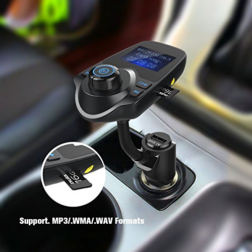 Trasmettitore Radio Alimentatore da auto senza fili In-Car Bluetooth FM lettore MP3 con kit di 1,44 pollici Display e USB Car Charger Built-in microfono per Chiamata viva