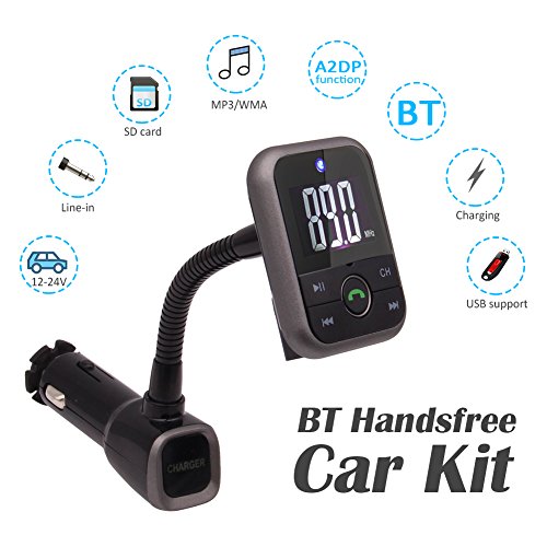Trasmettitore Wireless nero FM per auto Bluetooth MP3 Player Car Kit ricevitore radio con caricatore di sostegno del driver USB Flash USB e Micro SD Card