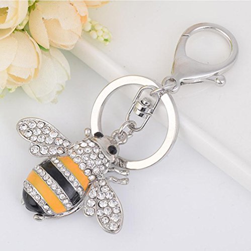 Treestar Fashion Bee portachiavi accessori strass Satchel lovely Holiday Gift auto ciondolo 1PCS, Silver, 11.5*4.5*6cm