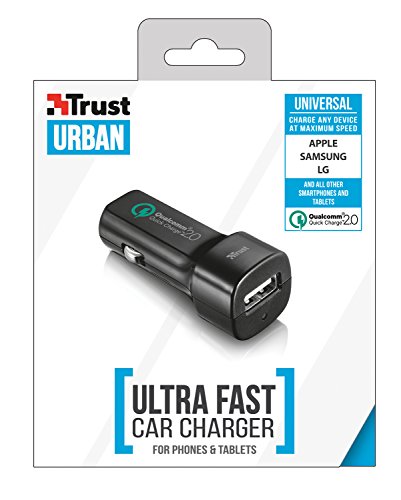 Trust Urban Caricabatteria da Auto Ultra Rapido per Smartphone E Tablet, Nero