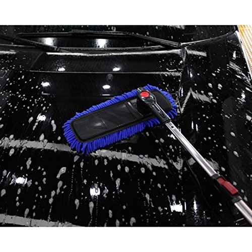 Txian - Spazzola per lavaggio auto professionale in microfibra con manico lungo telescopico e rimovibile, non graffia e non lascia peli
