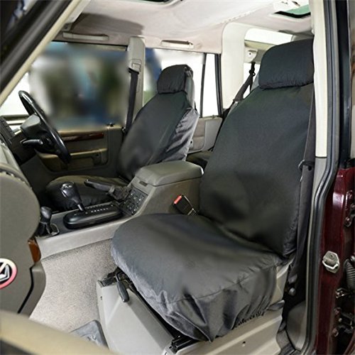 UK Custom Covers, coprisedili per sedili anteriori e posteriori di auto, resistenti e impermeabili, di colore nero, modello SC148B-SC149B