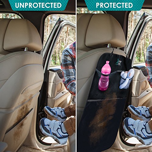 Ultimate Car Kick Mats x2 per proteggere il seggiolino auto tappezzeria. Sedile impermeabile schermo opaco con tasca organizer. Heavy Duty Kick e macchia protezione coperture per auto sedili posteriori. 