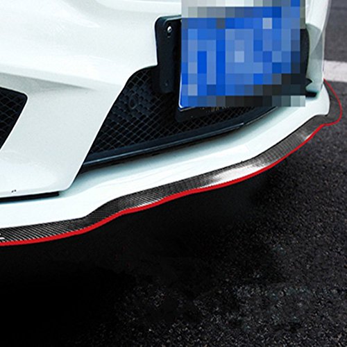 Universal Fit carbon-fiber auto spoiler anteriore labbro splitter lato gonna spoiler da tetto 100% protezione impermeabile (nero + rosso)