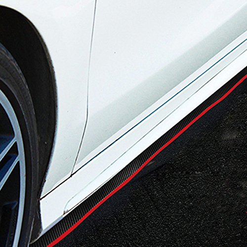 Universal Fit carbon-fiber auto spoiler anteriore labbro splitter lato gonna spoiler da tetto 100% protezione impermeabile (nero + rosso)