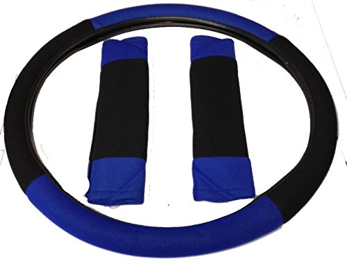 Universale PU LOOK Feel blu & nero set completo di coprisedili auto split Rears airbag sicuro