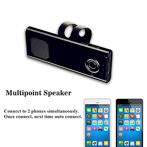 URANT Kit Vivavoce Bluetooth per Auto 4.1 Kit Auto con Altoparlante Vivavoce Funziona con i GPS, Musica 20 Ore di Conversazione, Supporta 2 Telefoni e Controllo Vocale per Dispositivi Smartphone, Nero